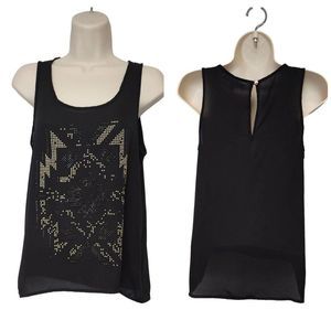 SAY WHAT? Woman's Black Embellished Sleeveless Blouse - Size Small